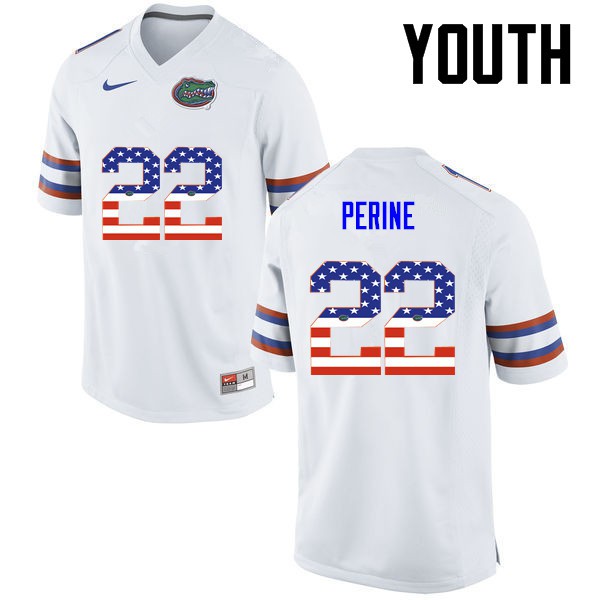 Florida Gators Youth #22 Lamical Perine College Football Jersey USA Flag Fashion White